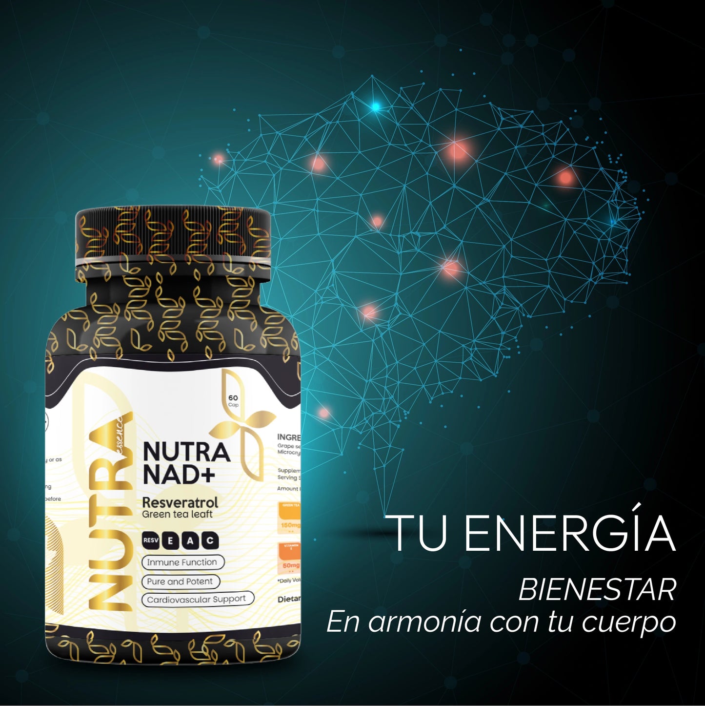 Resveratrol con NAD+ – Suplemento Premium para Anti-Edad y Vitalidad