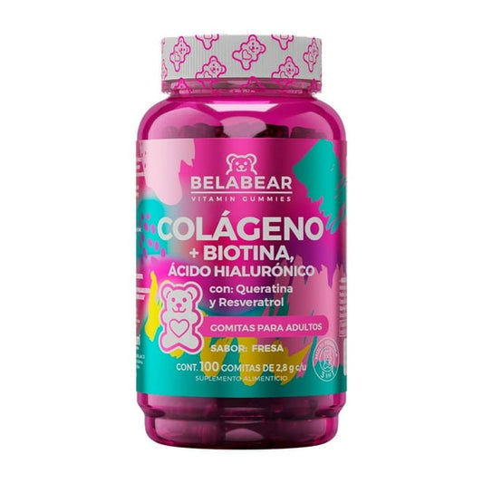 Gomitas Belabear Colageno+Biotina Fresa para Adultos